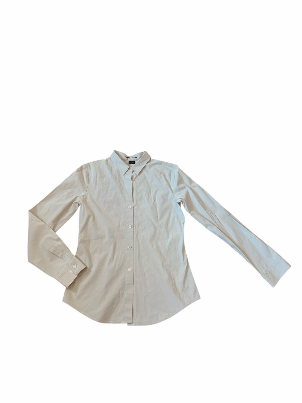 Theory Larissa 2 Button Down Shirt Off White Bone Office Women’s Sz Small - Picture 10 of 11